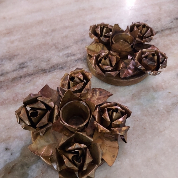 Vintage Rose Pillar Candle Holders - Picture 4 of 4